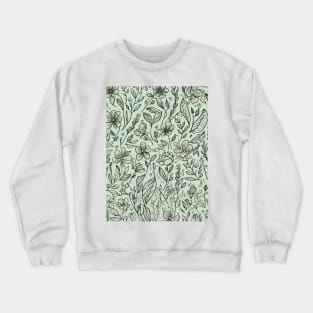 Floral Pattern Hand Drawn Sketch: Freehand Blossom Sketches Crewneck Sweatshirt